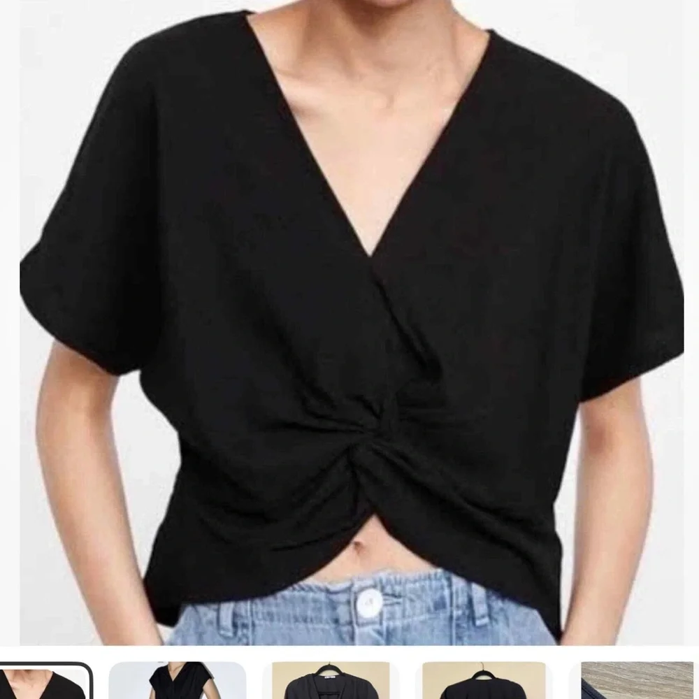 Zara Tee Top Knot Detail Black Small